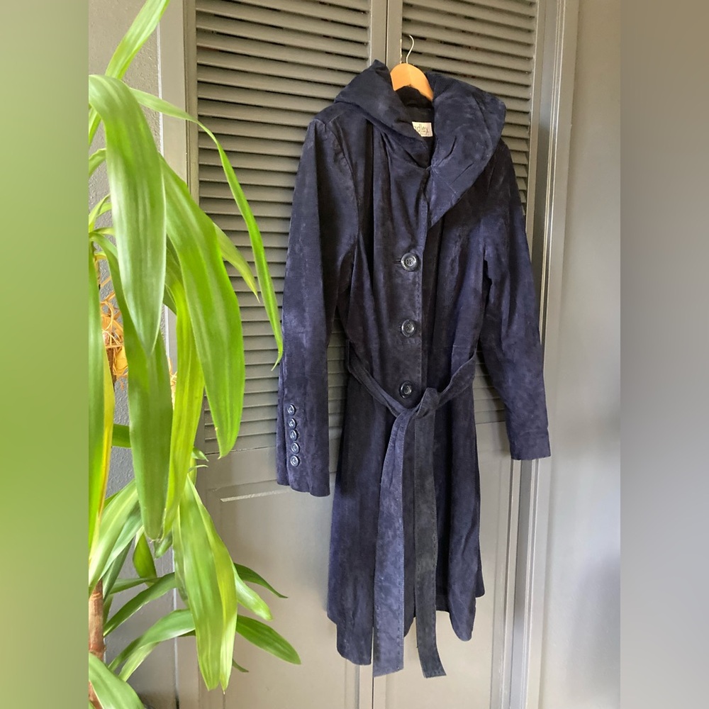 Navy suede trench Coat
